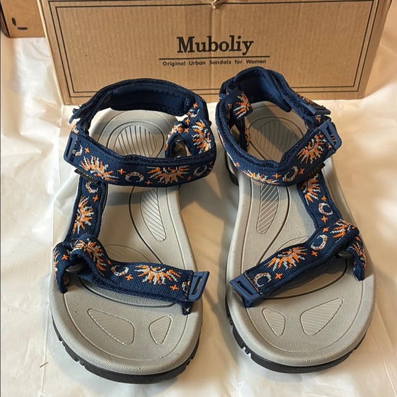 Blue and Gray Sport Sandals with Adjustable Straps - Picture 1 of 7